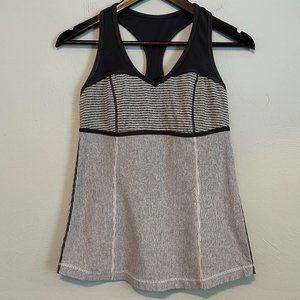 Lululemon Women's Athleisure Racerback Tank with White/Grey Stripes Size 8
